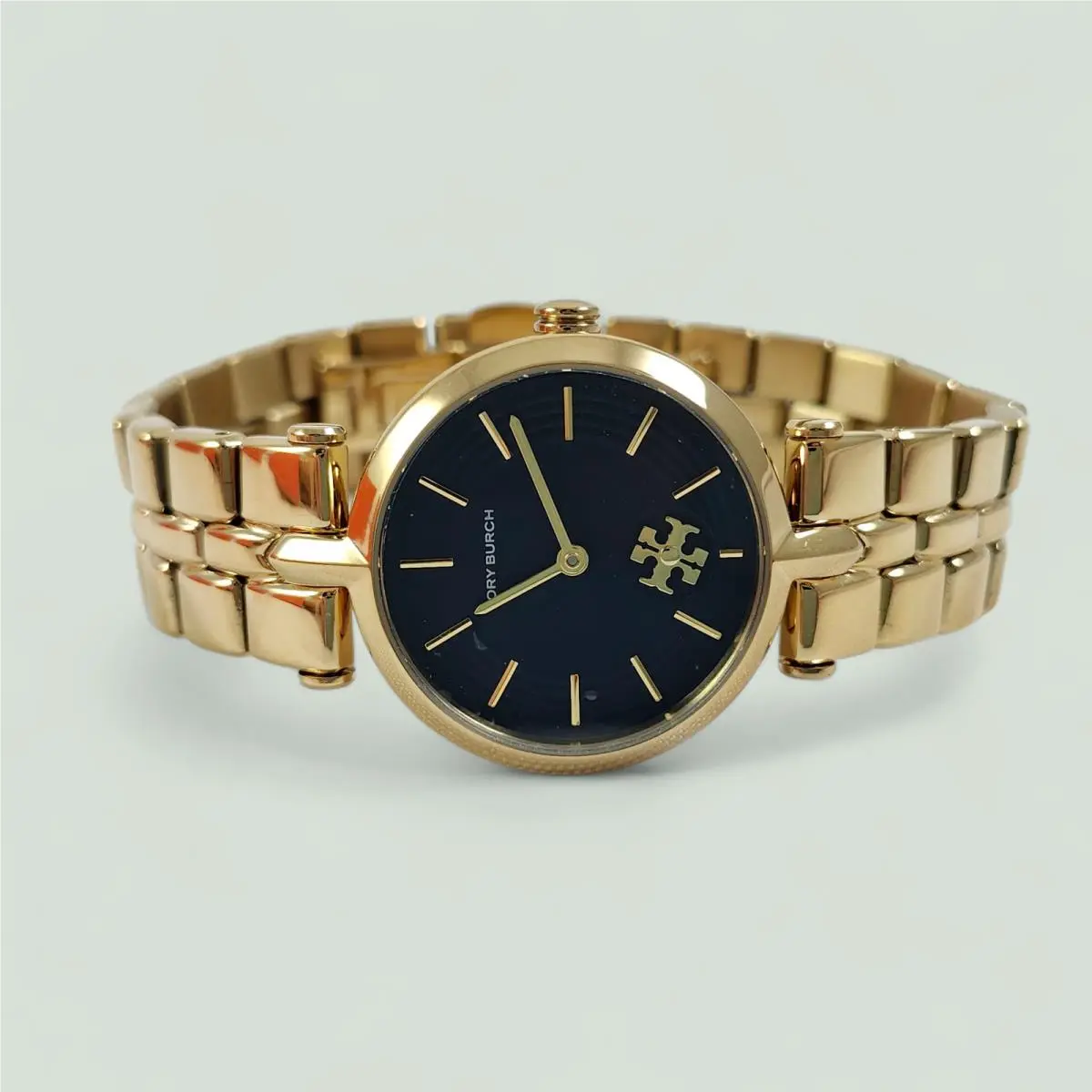Tory Burch Kira Blue Gold Logo Watch TBW2043 Nwot