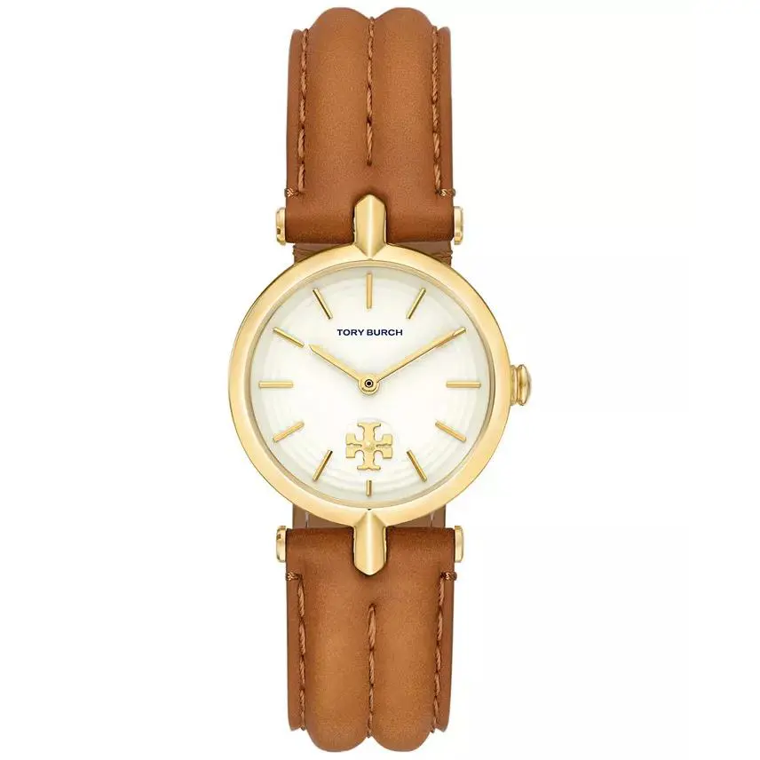 Tory Burch Kira TBW2041 Cream Dial Brown Leather Strap Women’s Watch - Dial: Cream, Band: Brown, Bezel: Gold