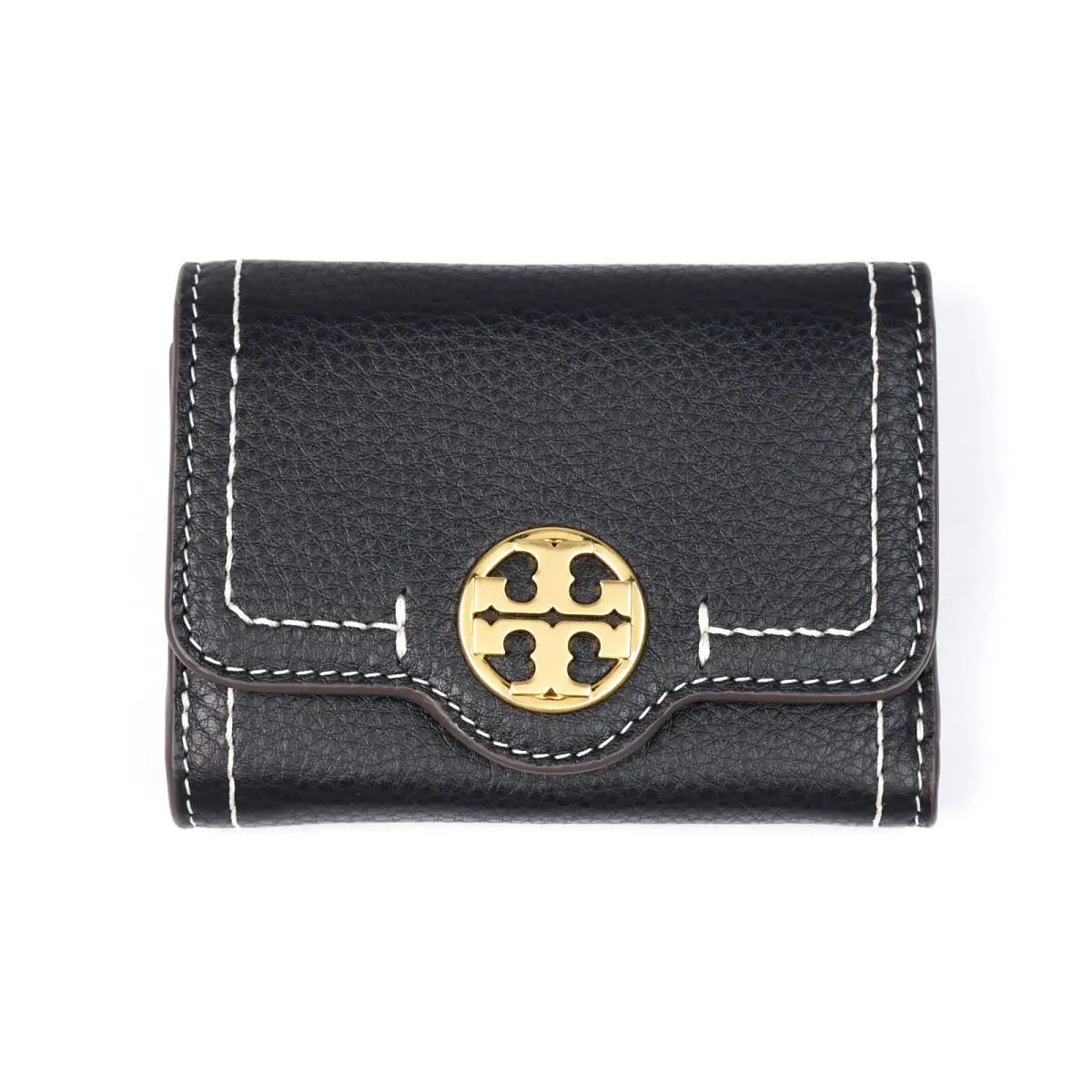 Latest Tory Burch Felix Black Pebbled Leather Tri-fold Medium Wallet 146501