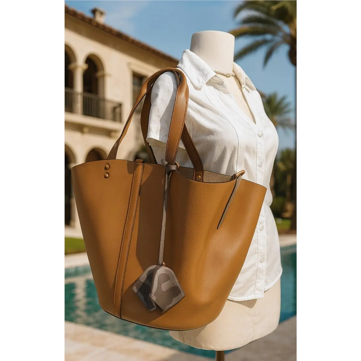Tory Burch Sète Kobicha Tan Brown Leather Large Tote Bag - Tory Burch Tote