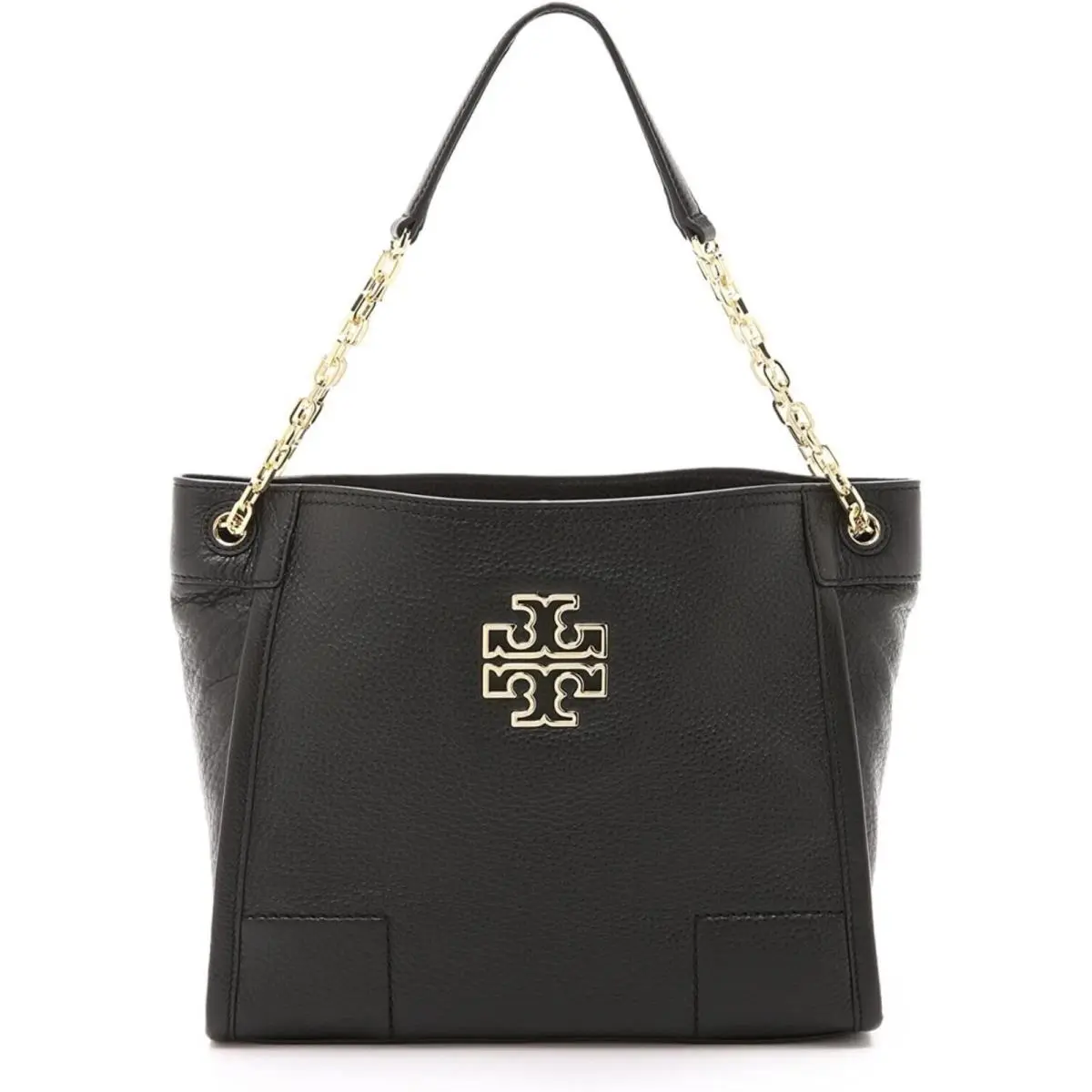 Tory Burch Small Britten Leather Tote Bag Black Handbag Shoulder Bag Purse