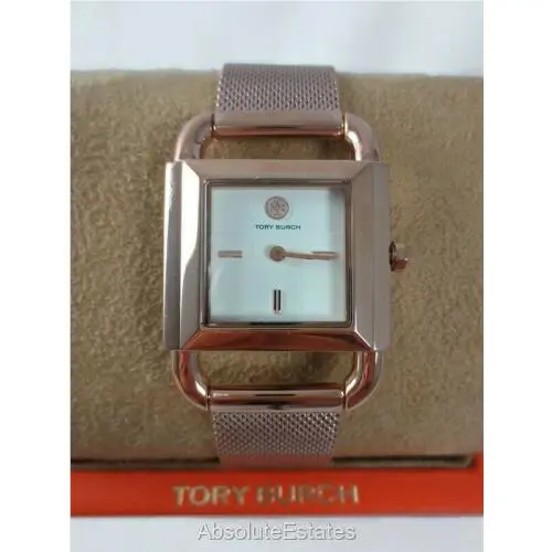 Tory Burch Phipps Rose Gold Stainless Steel Watch TBW7251 Logo