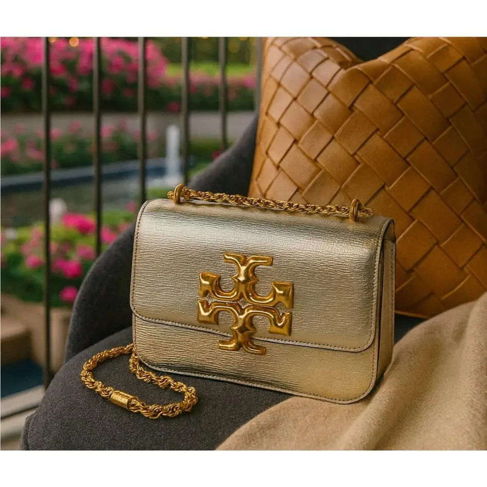 Tory Burch Eleanor Gold Leather Convertible Small Shoulder Bag/crossbody Bag