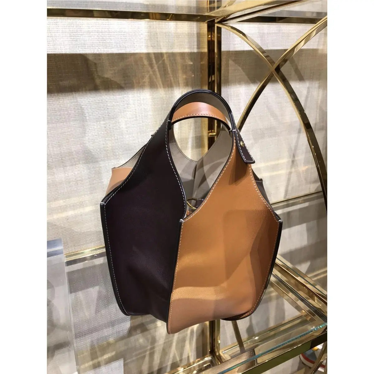 Tory Burch 89623 Color - Block Lampshade Bag Coconut Sugar Borscht Brown