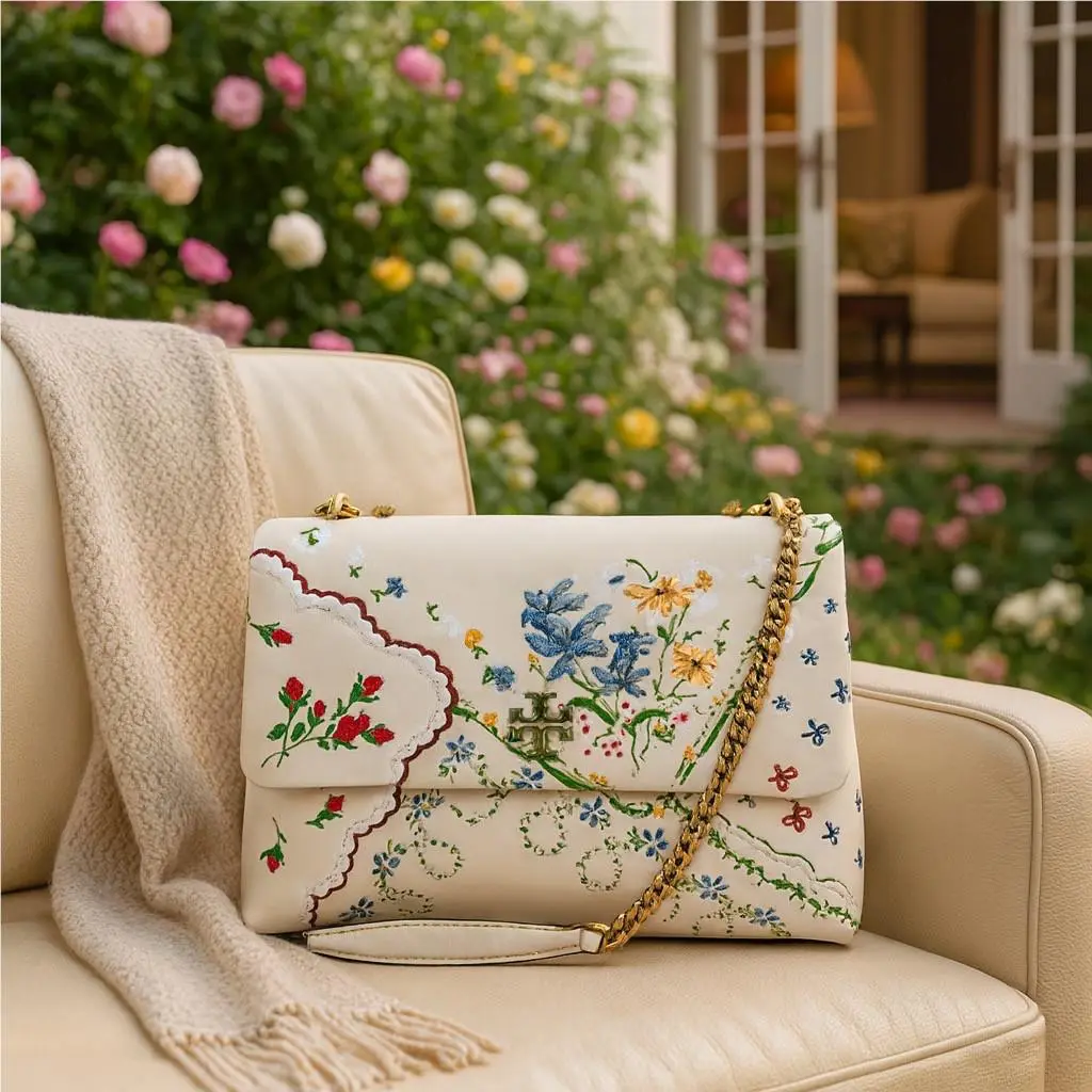 Tory Burch Kira Afternoon Tea White Leather Convertible Shoulder Bag