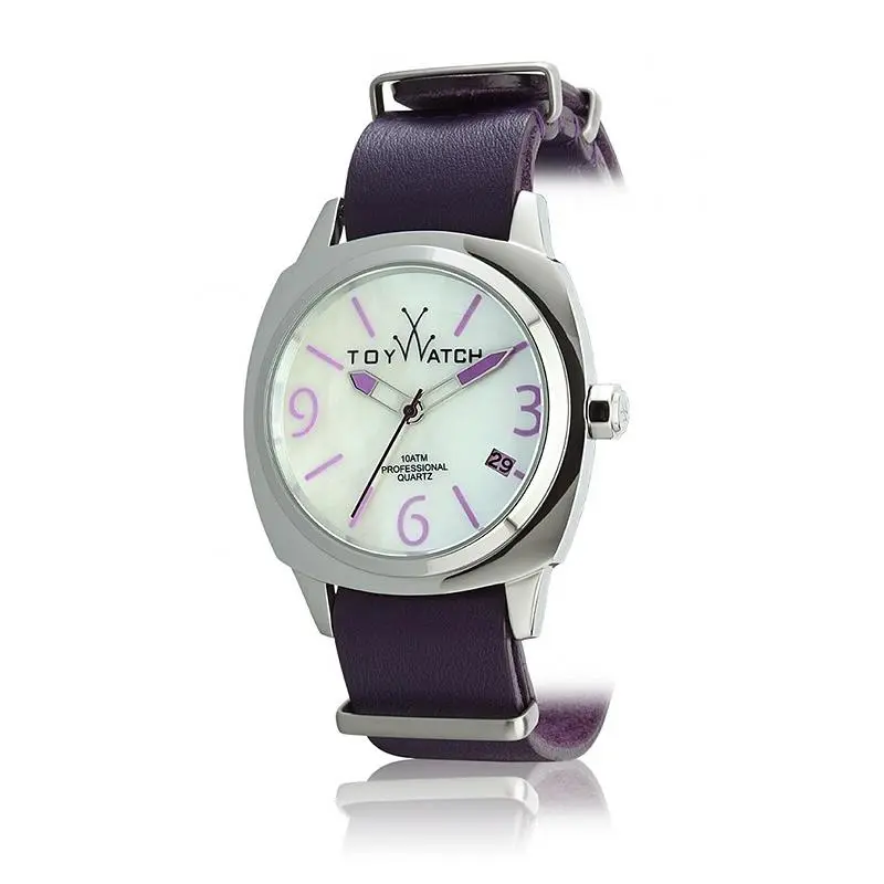 Toy Watch Unisex Men`s Women`s `the Icon` Amethyst Leather Mother of Pearl Watch by ToyWatch