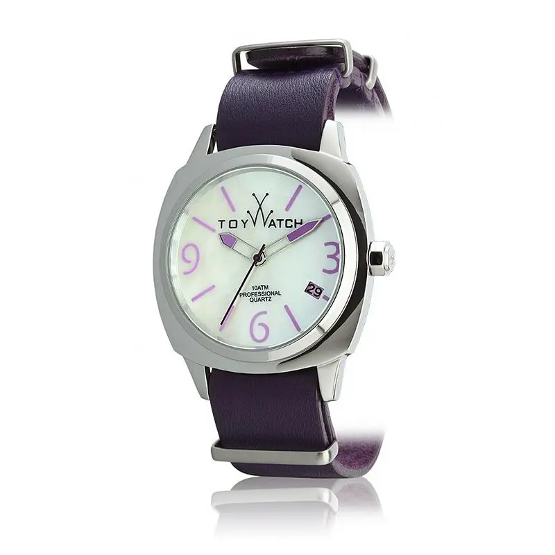 Toy Watch Unisex Men`s Women`s `the Icon` Amethyst Leather Mother of Pearl Watch by ToyWatch