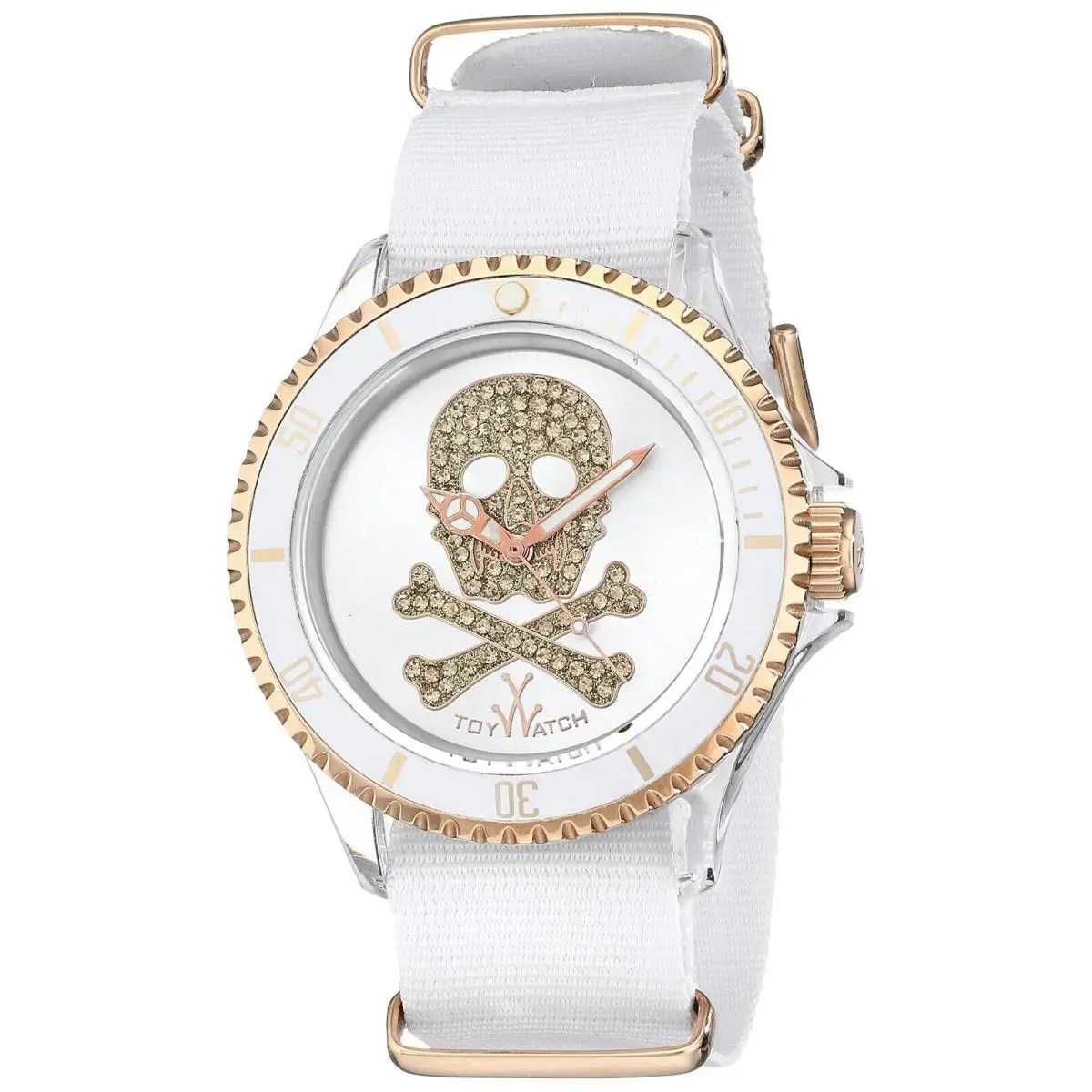 Toywatch Toy Watch Skull Dial White Canvas Strap Unisex Watch S04WHPG by ToyWatch