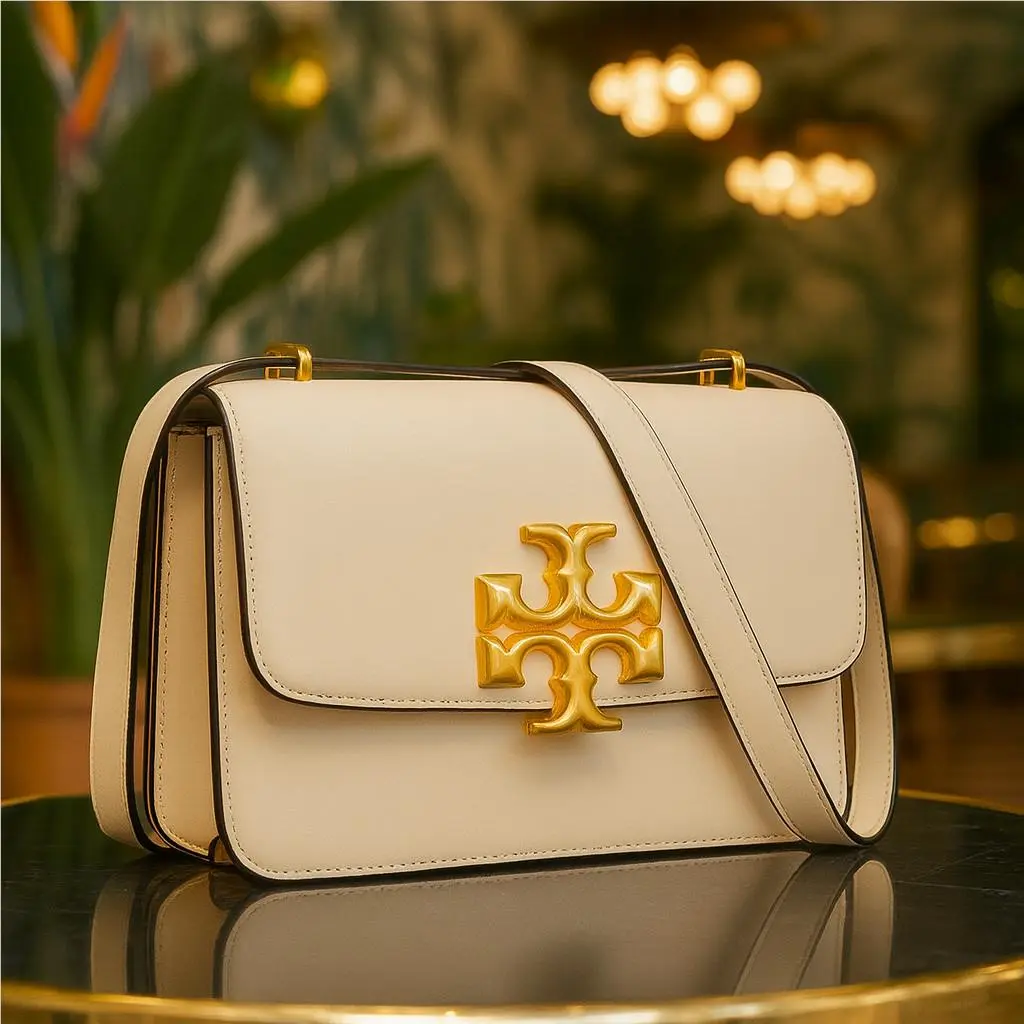 Tory Burch Eleanor Cream Leather Convertible Shoulder Bag/crossbody Bag