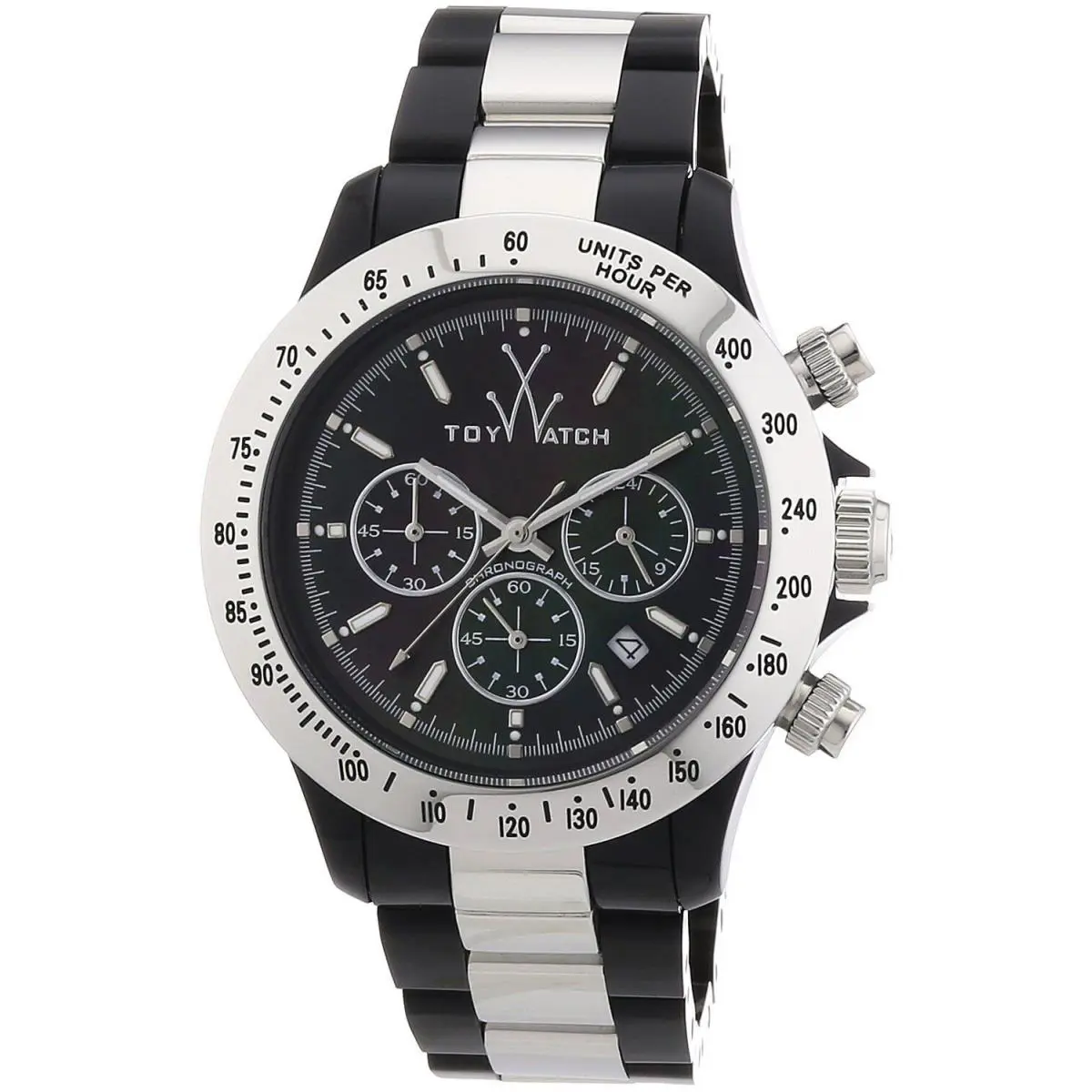 Toy Watch Heavy Metal Plasteramic Silver Black Chronograph Unisex Watch 11207-SL by ToyWatch