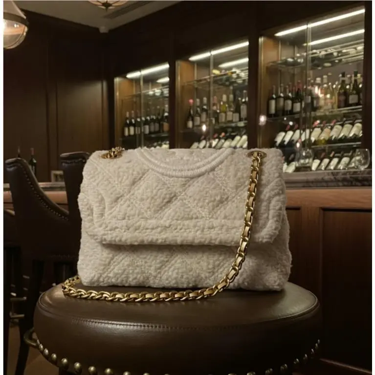 Tory Burch Soft Fleming Cream Boucle Fabric Small Convertible Shoulder Bag
