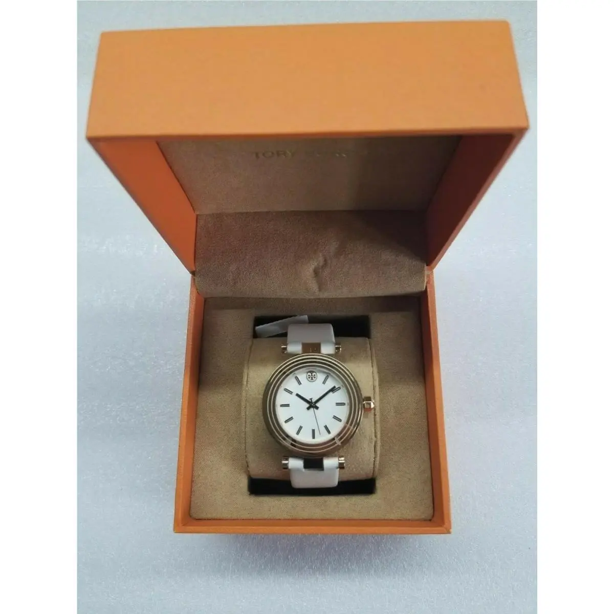 Classic T Ivory Dial White Leather Strap Ladies Watch TBW9012 by Tory Burch