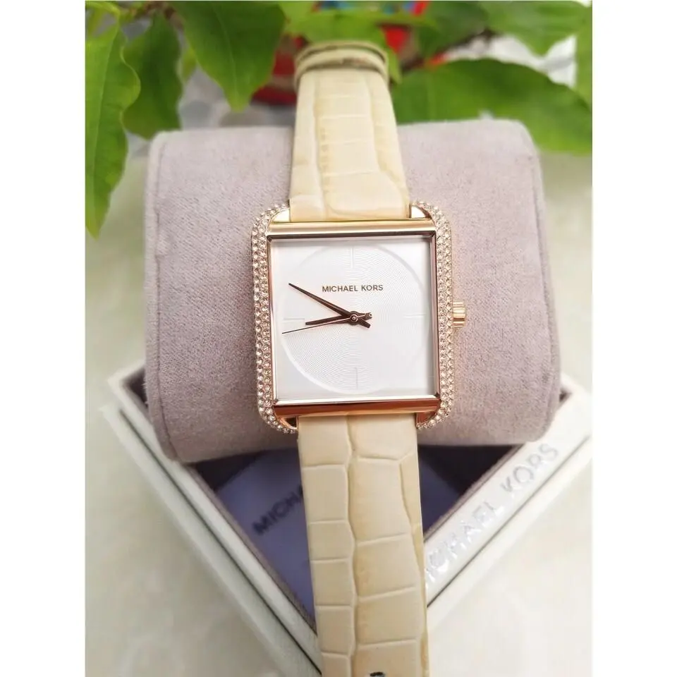 Lake Rose Gold Tone Cream Croc Leather Band Crystals WATCH-MK2610 by Michael Kors