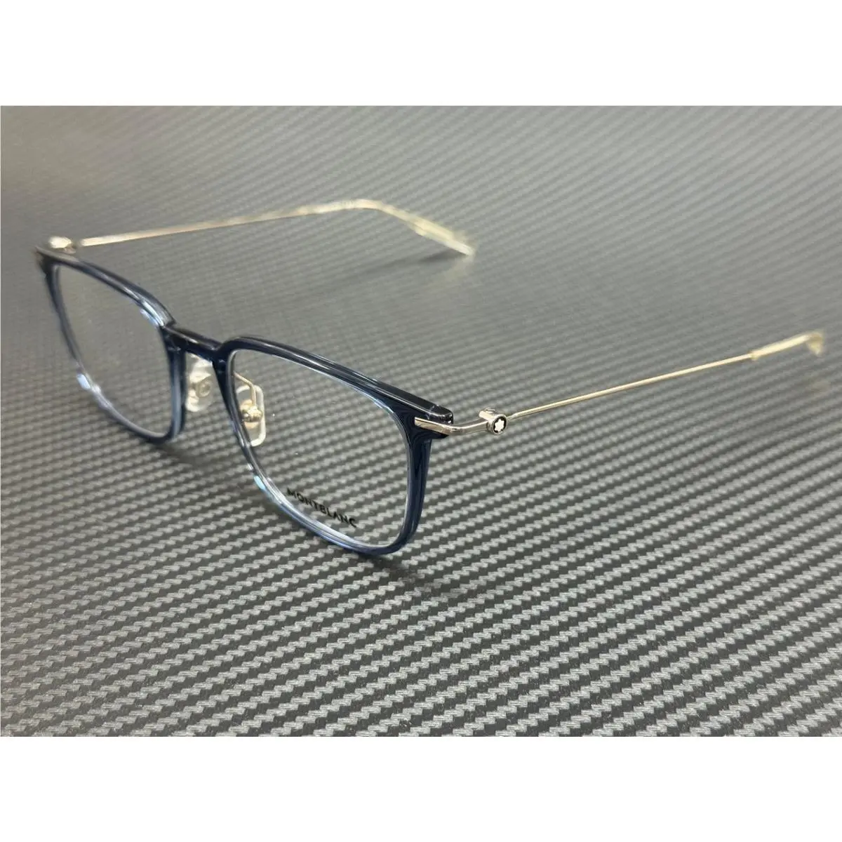 Montblanc Mont Blanc MB0100O 004 Blue Transparent Men`s 52 mm Eyeglasses
