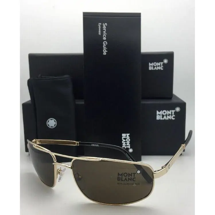 Montblanc Sunglasses MB 650S 32J 60-17 Gold Black Aviator w/ Roviex Brown