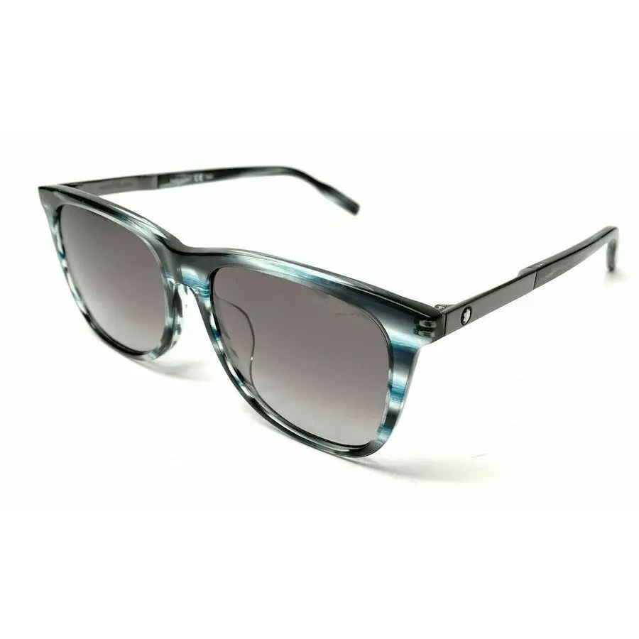 Montblanc MB0017SA-004 Blue Ruthenium / Gray Gradient Sunglasses - Asian Fit
