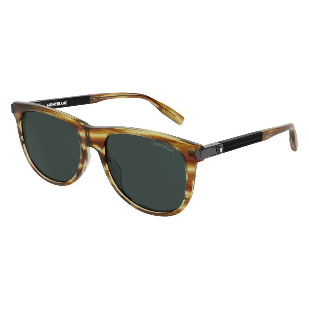 MB0031S-004 Havana Black / Green Tinted Sunglasses by Montblanc