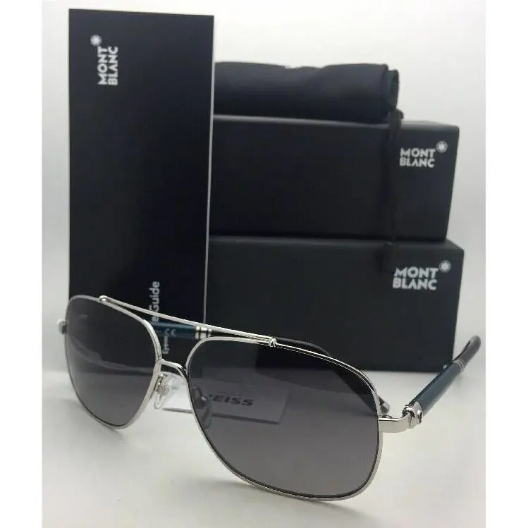 Montblanc Sunglasses MB 514S 16V 63-13 140 Silver Aviator Frame w/ Grey Fade