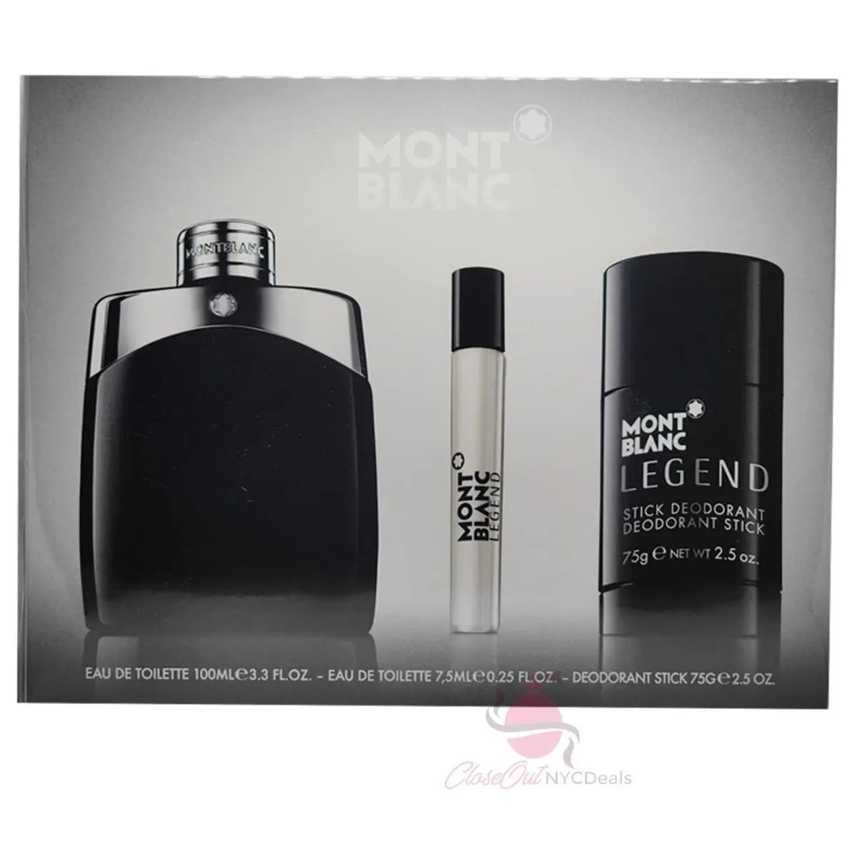 Montblanc Mont Blanc Legend 3 Pc Gift Set For Men -3.3 oz Edt Sp+2.5 oz Deo+0.25 oz Edt Sp