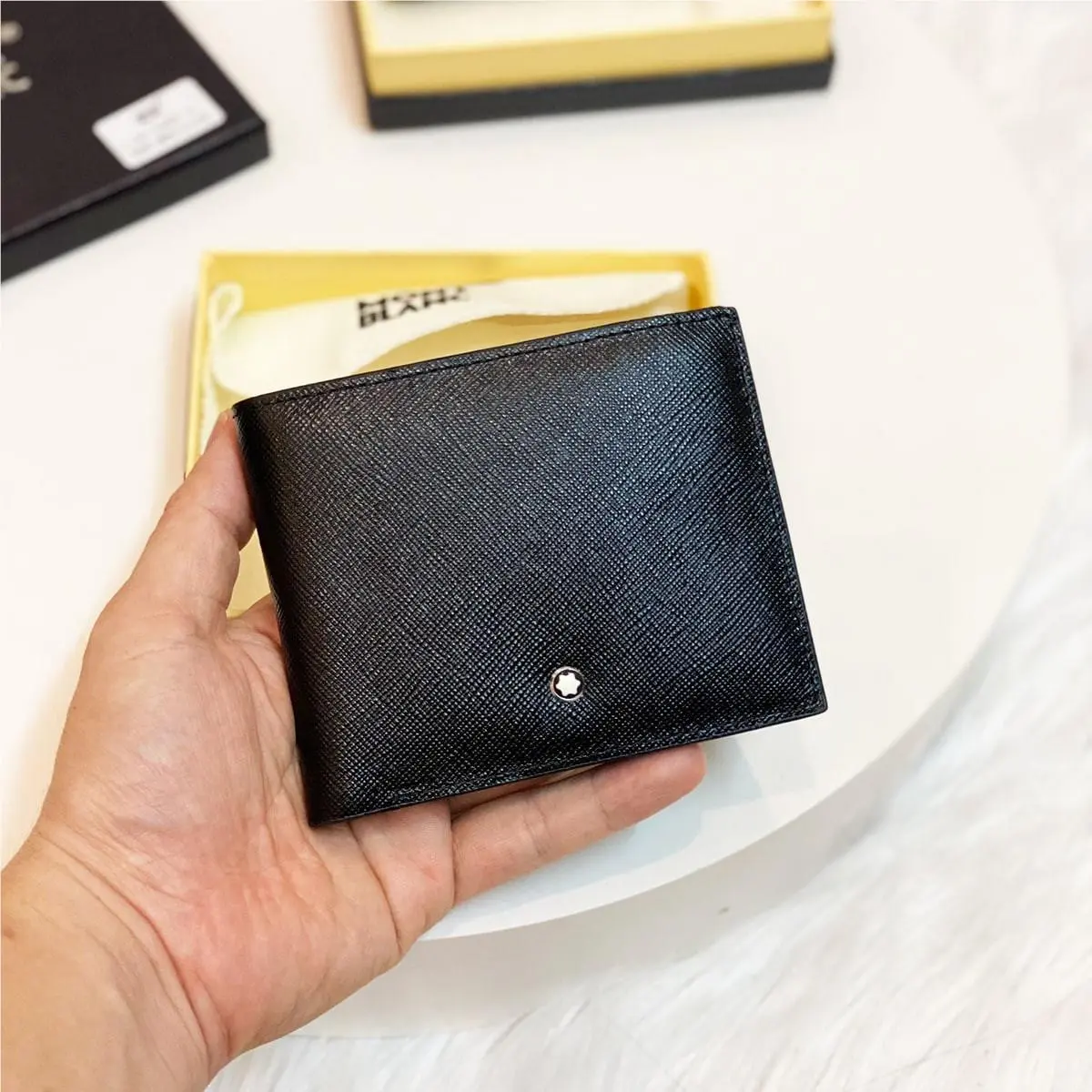 Montblanc 6CC Wallet Black Leather Bifold Card Holder Men Luxury Gift