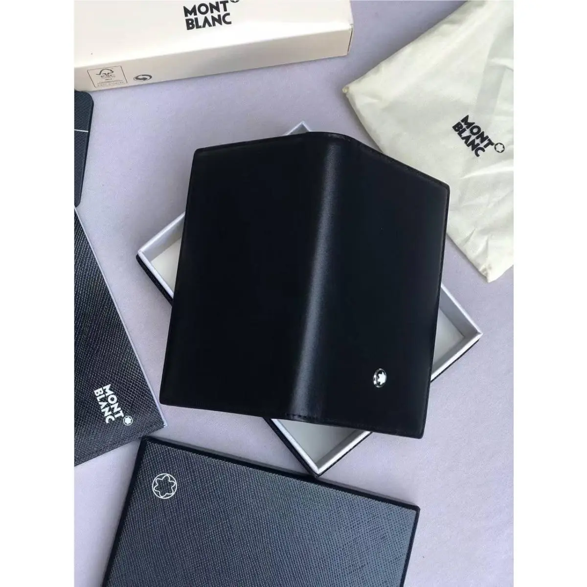 Montblanc Business Card Holder Black Cowhide Wallet Gift Box MB14108