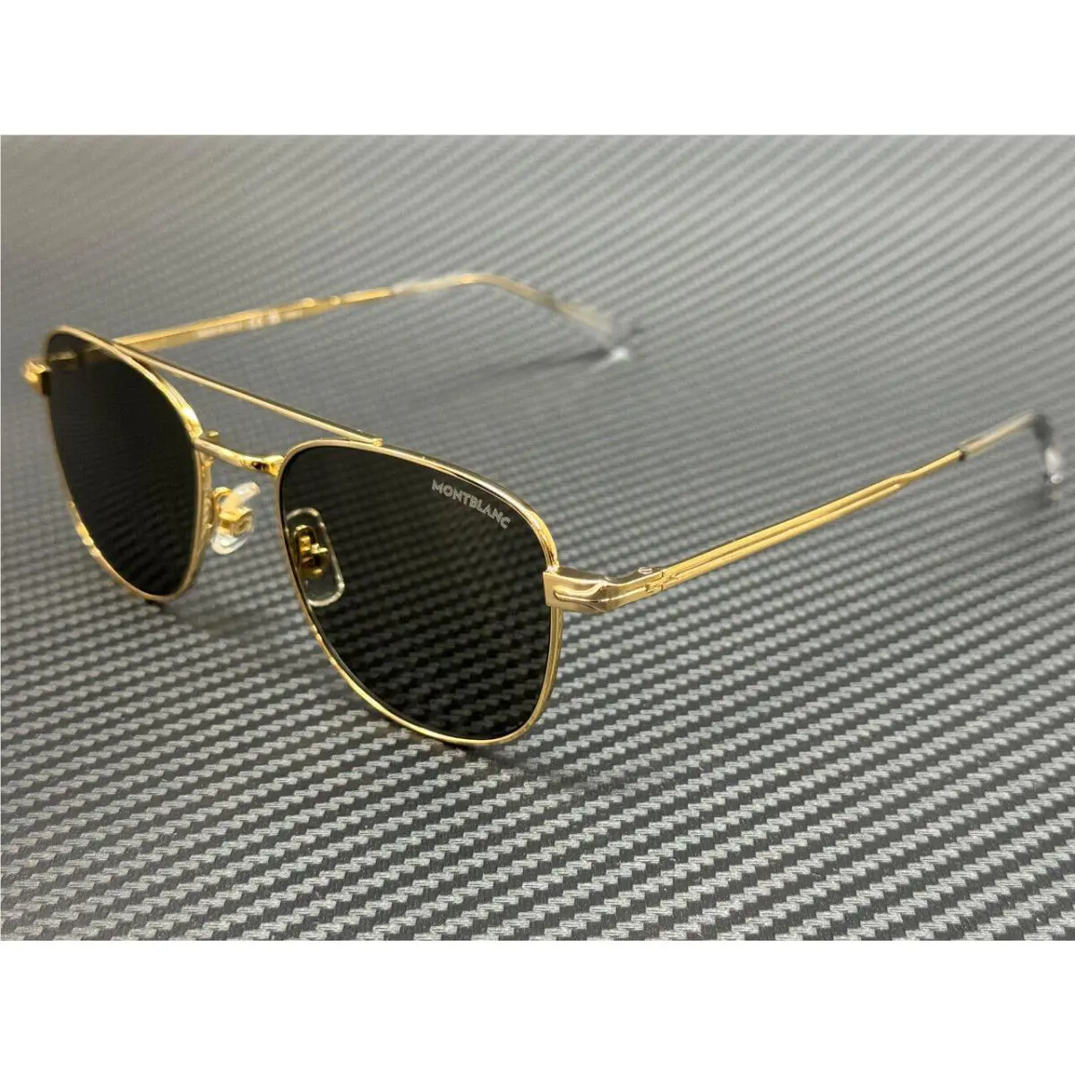 Montblanc Mont Blanc MB0363S 001 Gold Grey Men`s Large 51 mm Sunglasses