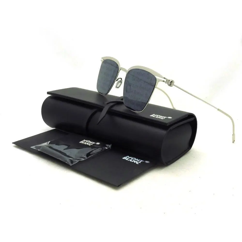 Montblanc MB0080S Core Collection Smoke Silver Square Sunglasses