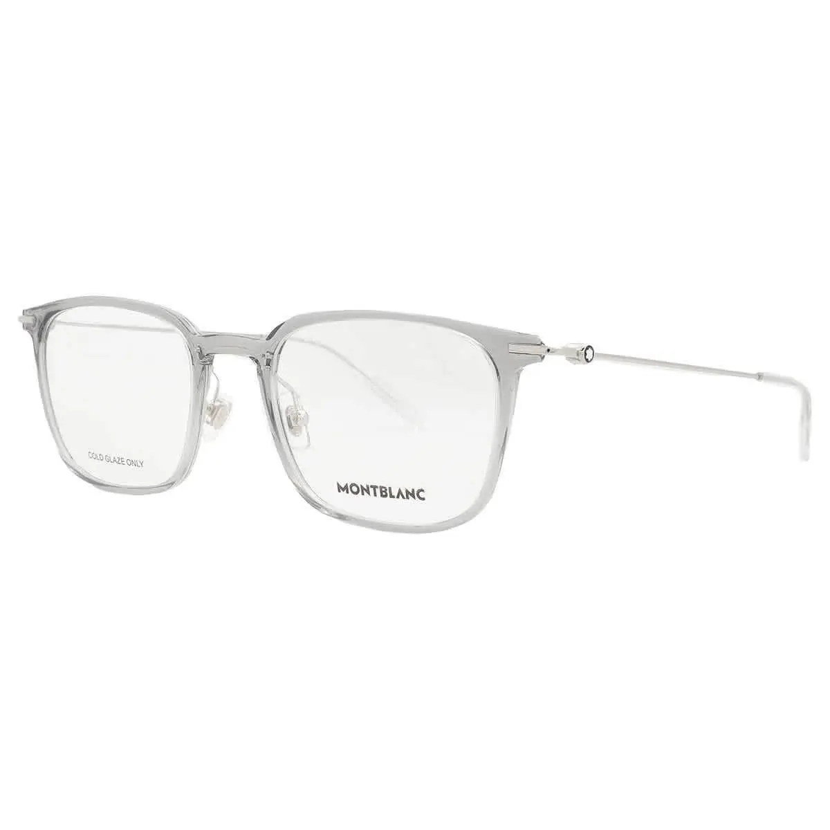 Montblanc MB0100O Eyeglasses Men Silver Rectangle 52mm