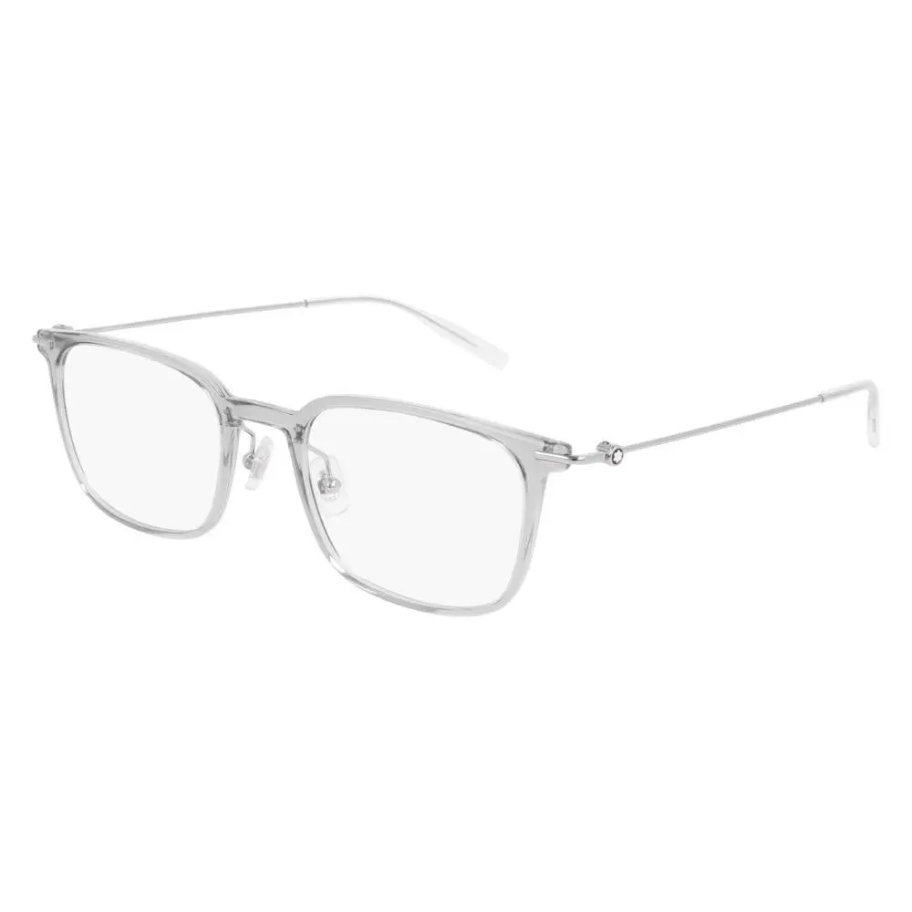Montblanc MB0100O Eyeglasses Men Silver Rectangle 52mm