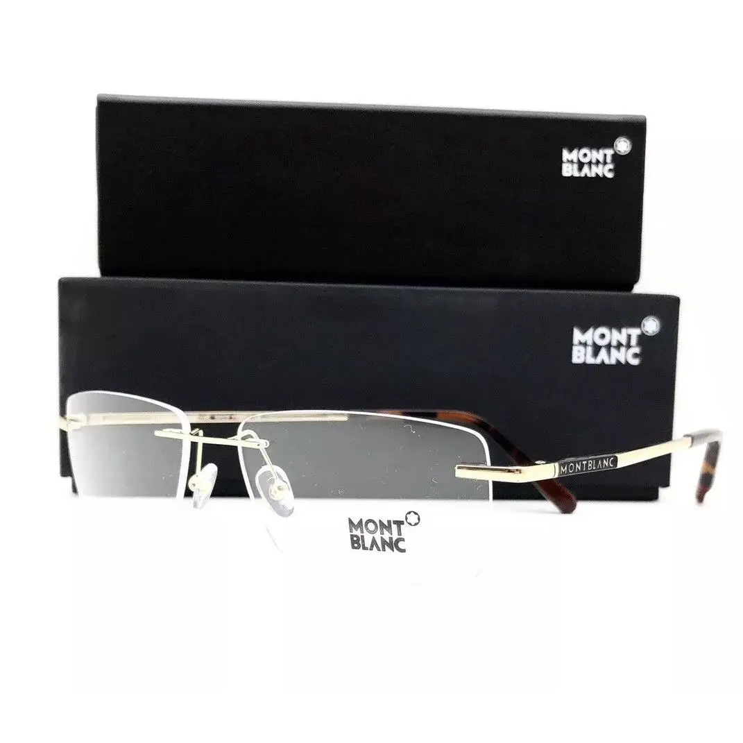 Montblanc Mont Blanc Eyeglasses 670 028 Gold 56•16•145 with Case