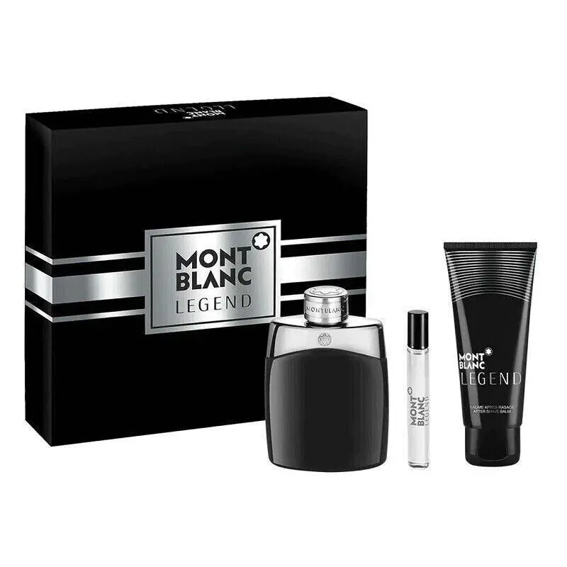 Mont Blanc Legend Men 3 Pieces Set 3.3 oz 0.25 oz Edt Spray Shower Gel 3.3oz by Montblanc