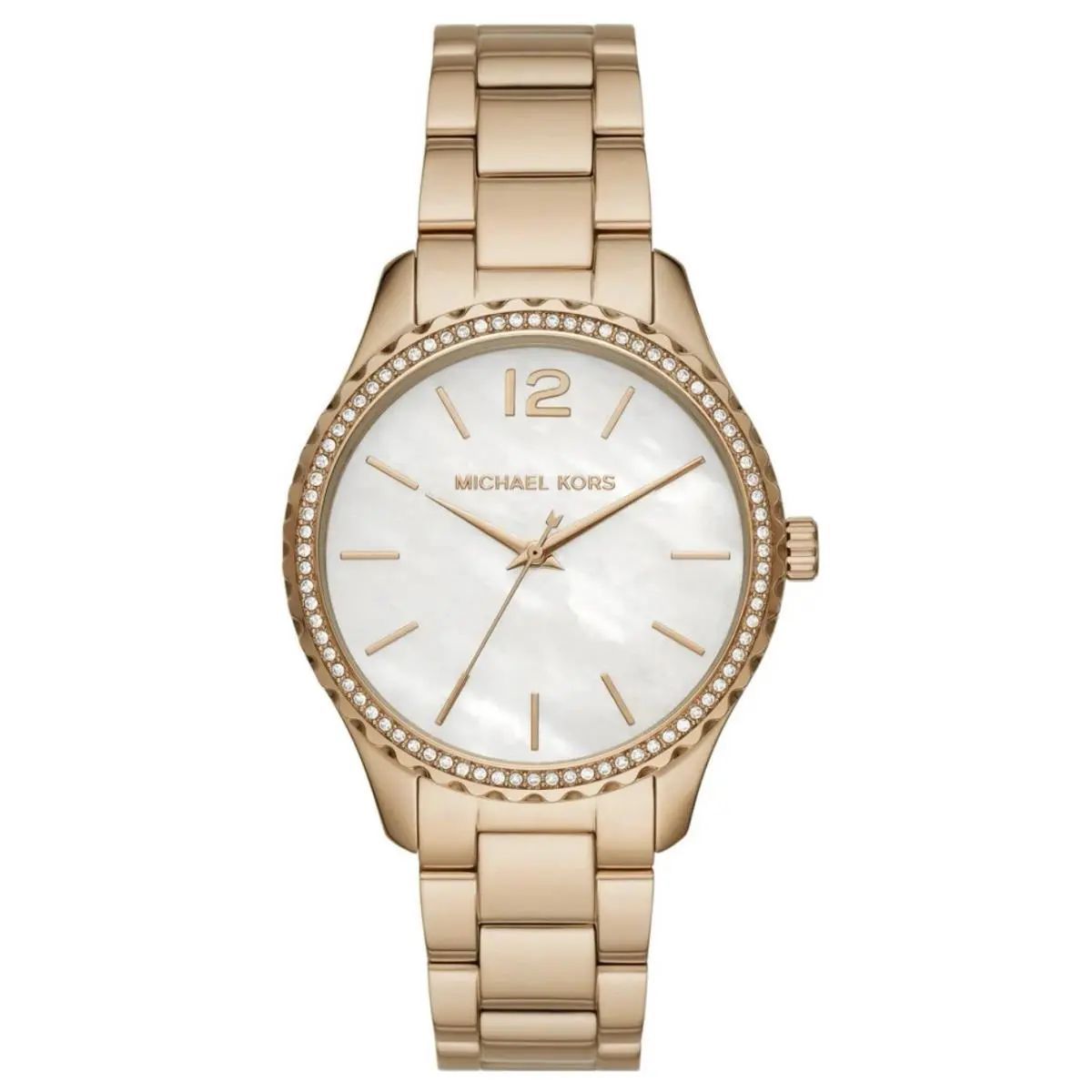 Michael Kors MK6870 Layton White Dial Gold Tone Bracelet Band Watch 38 MM