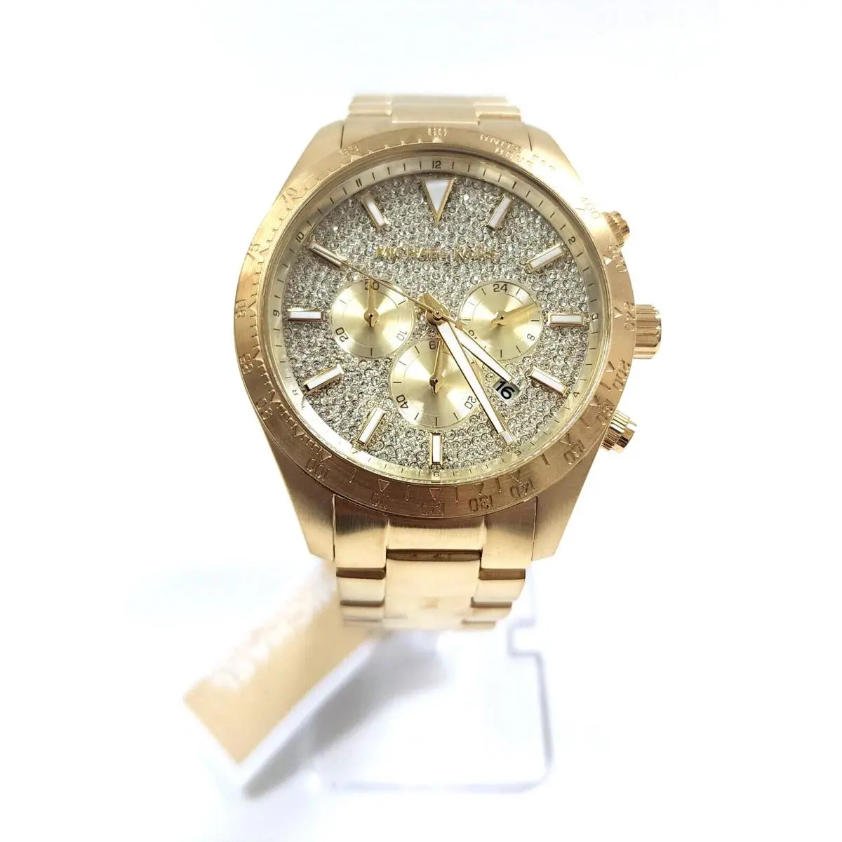 Layton Yellow Gold Pave Crystal Mens Unisex Watch MK8873 Nwot by Michael Kors
