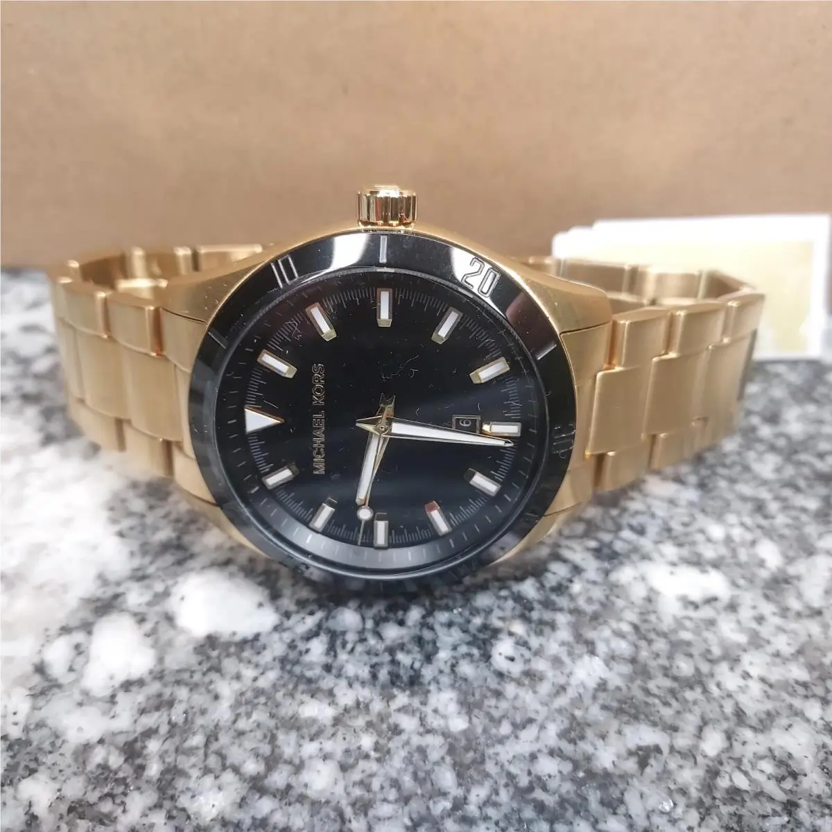 Michael Kors Men`s Layton Three-hand Gold-tone Stainless Steel Watch MK8816