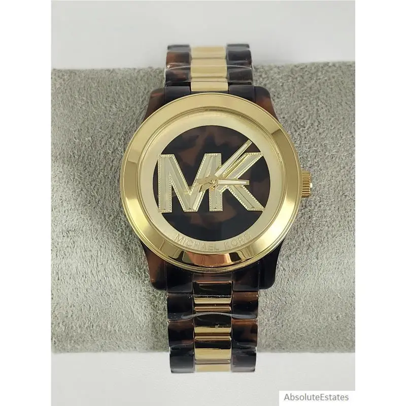 Michael Kors Runway Tortoise Brown Gold Watch MK7354