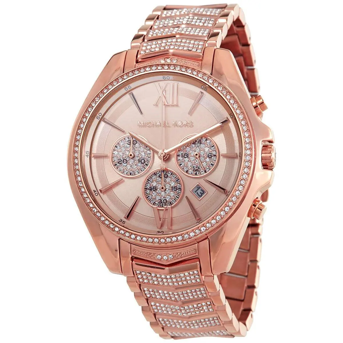 Michael Kors Whitney Rose Gold Pavé Stainless Chronograph Watch MK6730