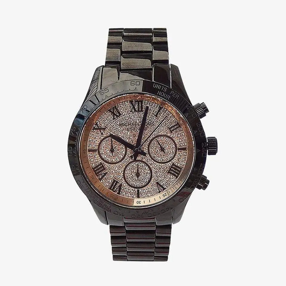Michael Kors Chronograph Crystal Pave Dial Black S.steel Ladies Watch MK5978