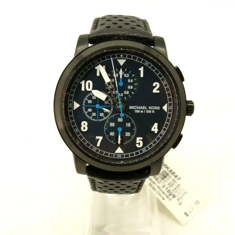 Michael Kors Paxton Chronograph Men`s Watch MK8547 Black Leather