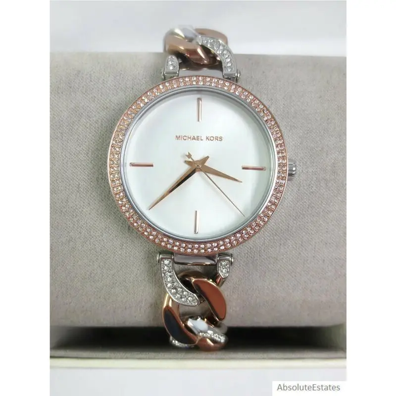 Catelyn Two Tone Silver Rose Gold Stainless Chain Watch MK4634 by Michael Kors