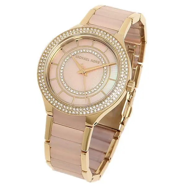 Kerry Gold Pink Blossom Acetate Glitz Mop Bracelet Watch MK3508 by Michael Kors