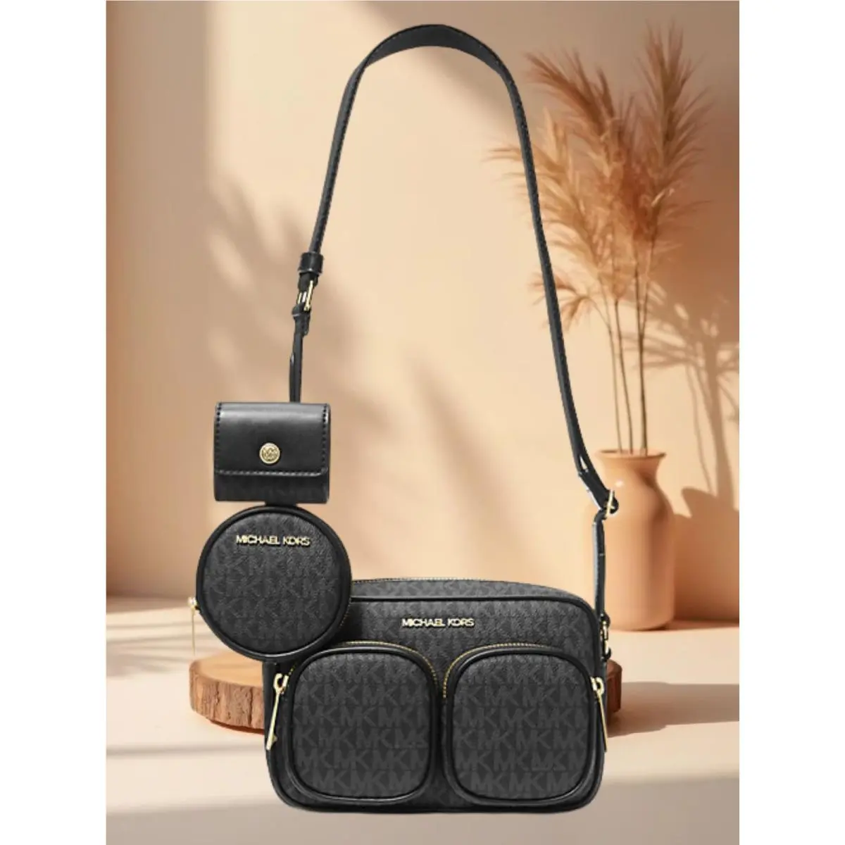 Michael Kors Medium Black Women Shoulder Crossbody Bag Handbag Purse Messenger