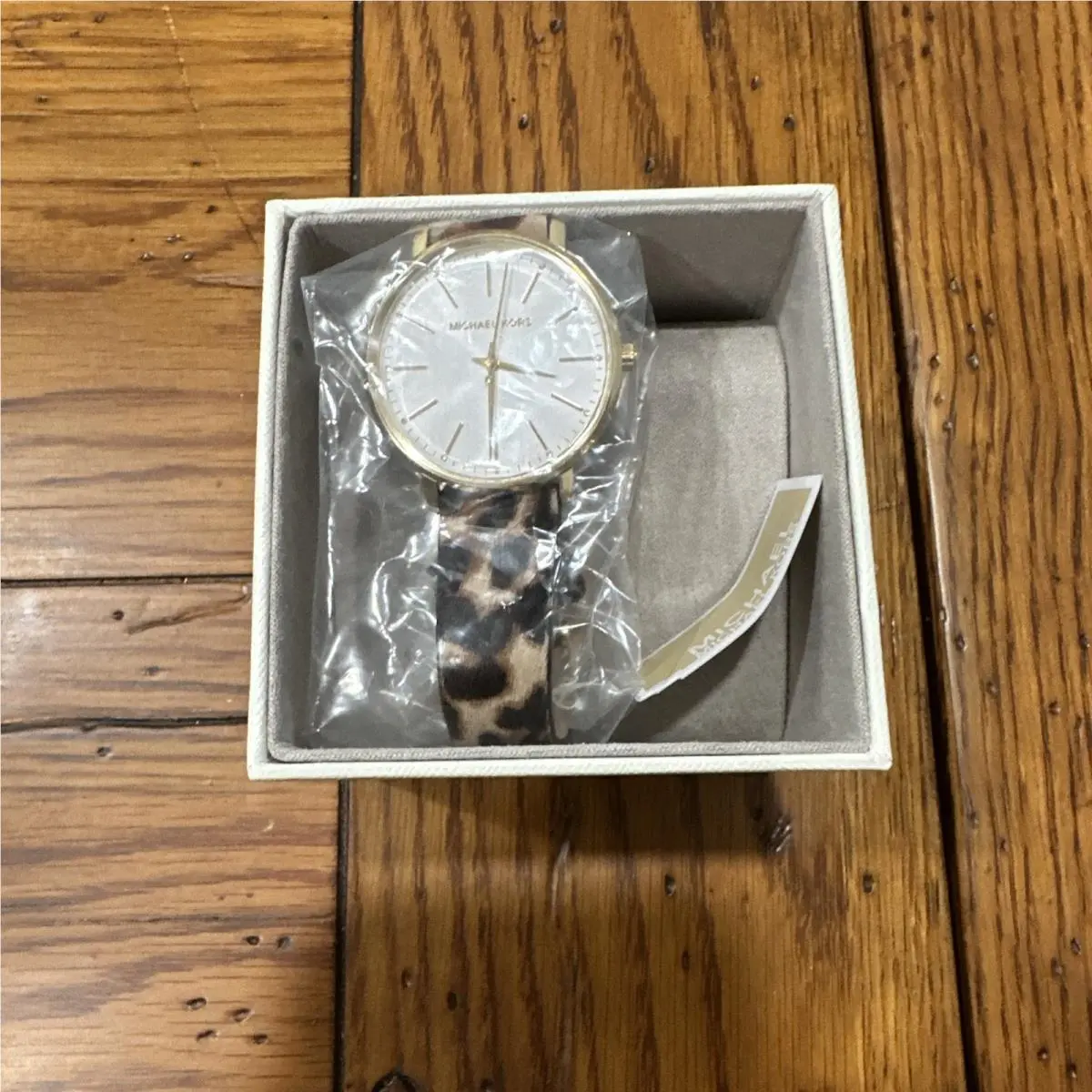 Pyper MK4751 Womens Gold Case Brown Cheetah Print Band Wristwatch by Michael Kors