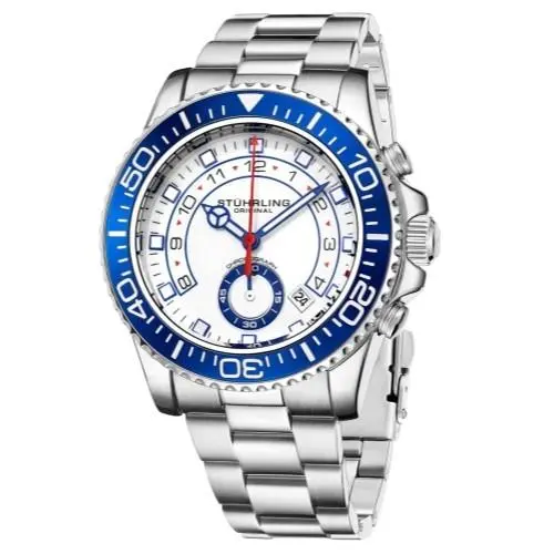 Stuhrling 3966 2 Aquadiver Quartz Chronograph Date Blue Mens Watch by Stührling