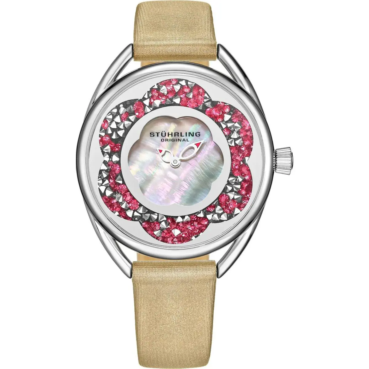 Stuhrling Lily 995 Japanese Quartz 38mm Ladies Mother of Pearl Leather Watch - Dial: Multicolor, Band: Ivory