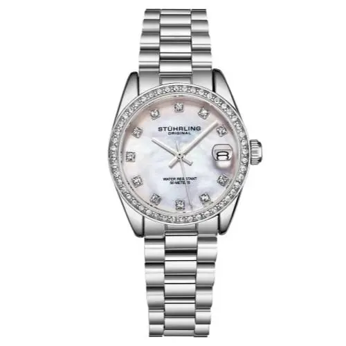 Stuhrling 3936 1 Quartz Date Crystal Accented Bracelet Womens Watch by Stührling