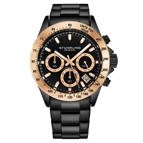 Stuhrling 3960 8 Quartz Chronograph Date Stainless Steel Bracelet Mens Watch