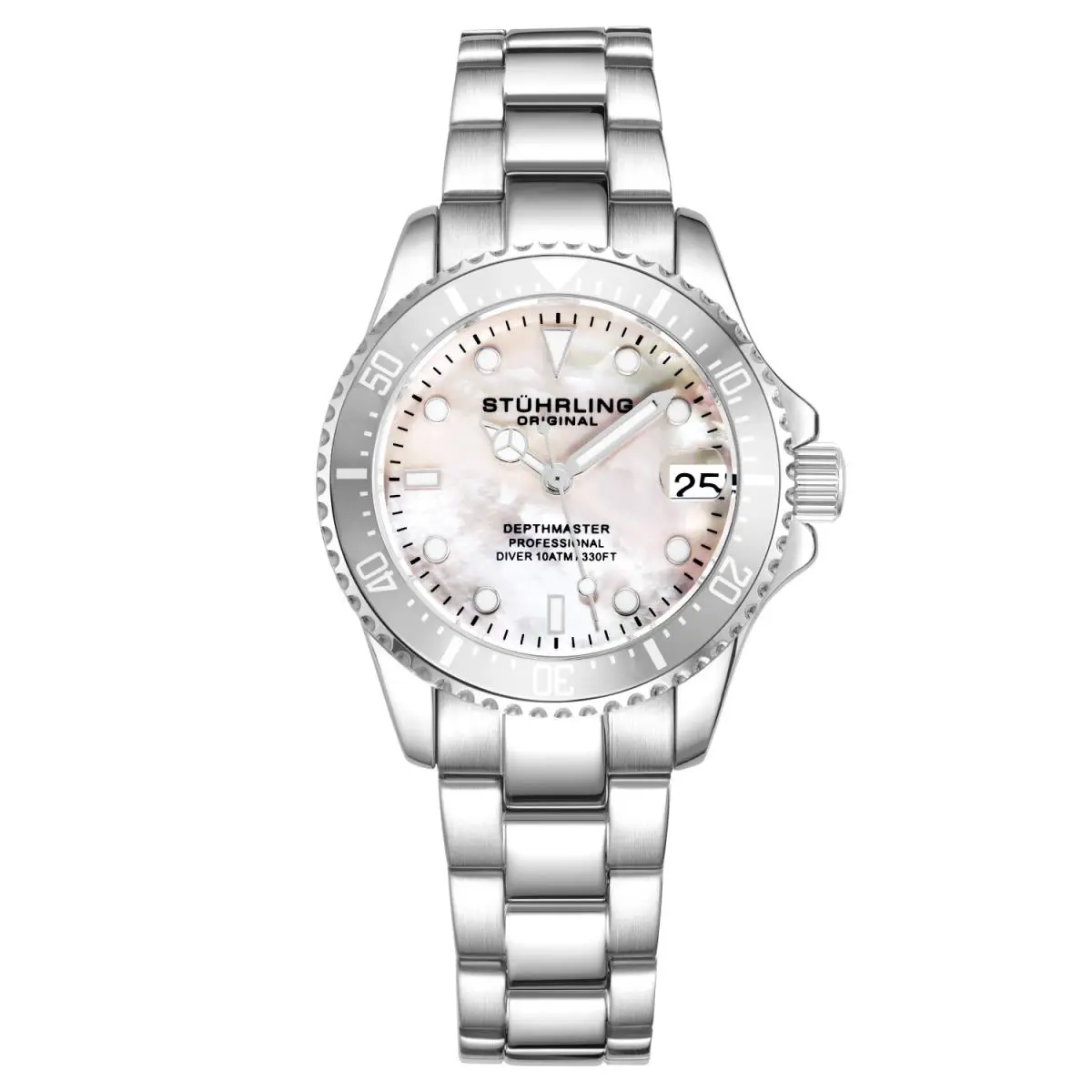 Stuhrling 3950L 1 Mother of Pearl Date Stainless Steel Womens Watch