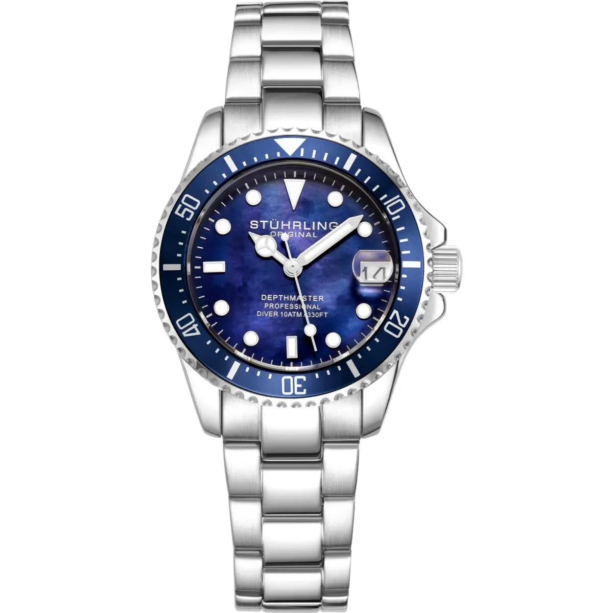 Stuhrling 3950L Women`s Underwater Svelte 32mm Mop Stainless Link Bracelet Watch