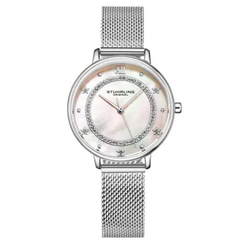 Stuhrling 3993 1 Mother of Pearl Crystal Accented Stainless Steel Womens Watch by Stührling