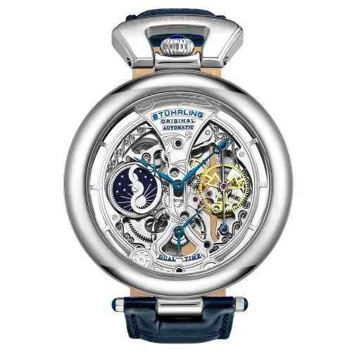 Stuhrling Emperor s Grandeur 3919 Automatic 49mm Men`s Skeleton Dual Time Watch